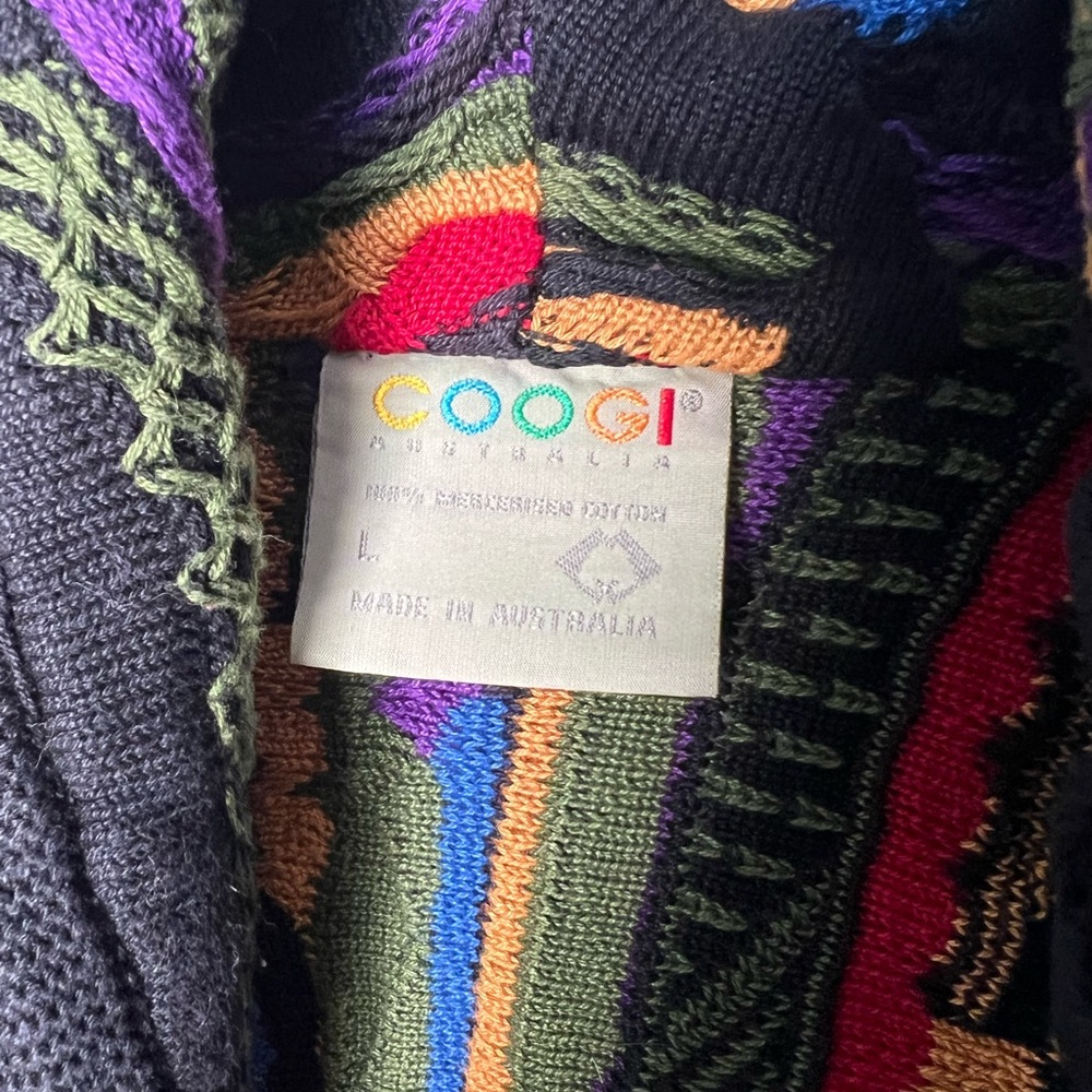 🚫SOLD🚫COOGI Australia Multicolor 3D Textured Cowl Cardigan Sweater Size Large - Picture 3 of 6